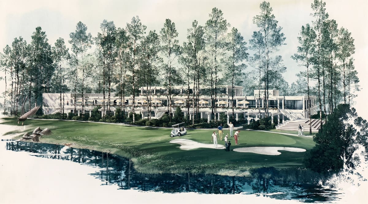 Architectural rendering of the original Paupack Hills clubhouse